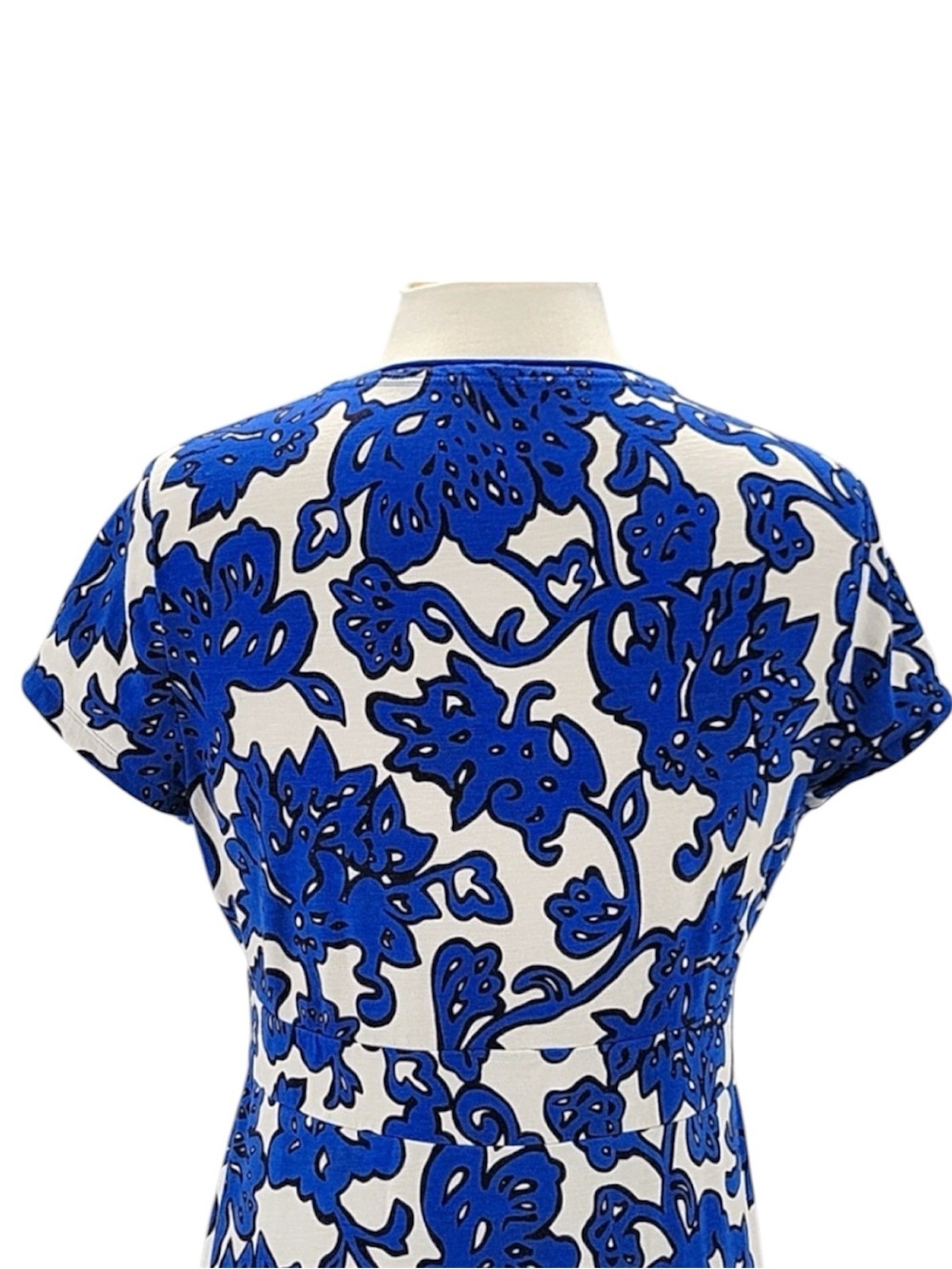 BODEN | Women’s Blue Sapphire Island Vine Jersey Dress V-neck Faux Wrap Size 6R - Picture 6 of 9